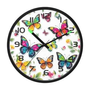 Imagem de CEBUGI Relógio de parede com luz noturna de 30,5 cm que brilha no escuro com sensor de voz, relógios de parede borboleta operados por bateria para decoração de quarto e sala de estar