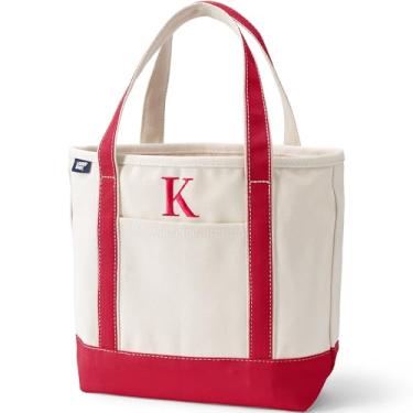 Imagem de Lands' End Sacola de lona com letras pré-monograma, K - Natural/Vermelho, Medium, 127286p