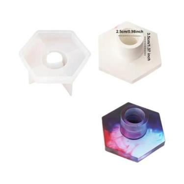 Imagem de Molde De Silicone Para Suporte De Vela Hexagonal Para DIY Em Concreto,