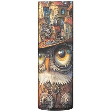 Imagem de Vaso de plástico grande com estampa animal de coruja caprichosa vaso de flores cilíndrica para decoração de mesa para quarto, 30 cm x 9,9 cm