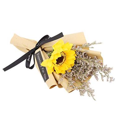 Imagem de GLOGLOW Decoração Diária de Flores Secas, 9,84 Polegadas, Decoração de Interiores, Presente de Feriado, buquê de Girassol Rosa e Amarelo de Longa Duração, Nan Natural (S Amarelo 24 Astronauta)