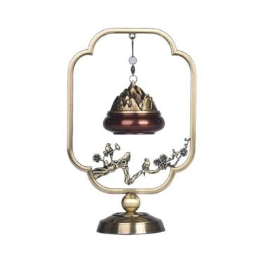 Imagem de porta-vara de incenso Queimador de incenso refluxo cobre para decoração interiores, suporte criativo para(Gold)