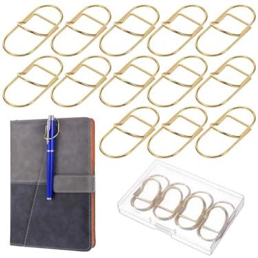 Imagem de 12 peças de clipes de caneta de metal para caderno, suporte de clipe de lápis de aço inoxidável, clipe de papel, porta-canetas para diário, porta-canetas portáteis para livros, diário, prancheta (ouro