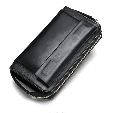 Imagem de Carteira masculina longa de couro masculina grande carteira portátil para moedas porta-cartões carteira móvel (cor: Tamanho A: Tamanho único)