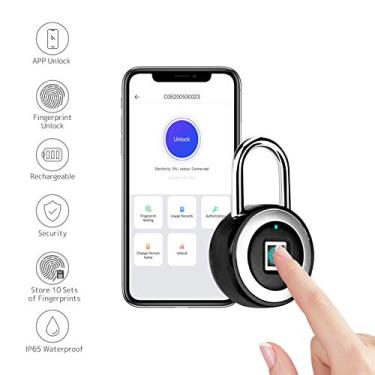 Imagem de Cadeado com Digital BT Sem Chave para Desbloqueio por APP Recarregável - -Roubo IP65 Porta Bagagem Mala