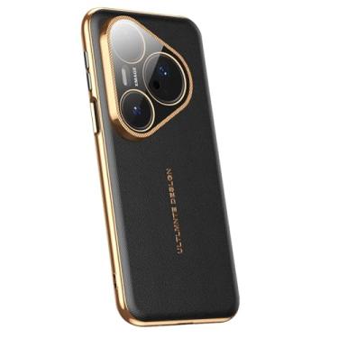 Imagem de LTLMYDAM Capa fina para Huawei Pura 80 Ultra/80 Pro/80Pro+/80, capa de proteção de câmera de luxo à prova de choque, capa de couro de flor integral, preta, 80 Ultra/80 Pro