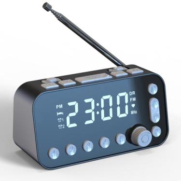 Imagem de Relógio de Alarme Digital com Rádio Tela LED Grande 3 5 Polegadas FM DAB Portas USB Duas Ajustável Luz Fundo Timer Sono Operado por Bateria