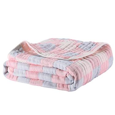 Imagem de MUKIN Cobertor e colcha de algodão neutro para meninas e meninos, também para capa de amamentação para recém-nascidos, toalhas de banho de bebê (rosa, azul)