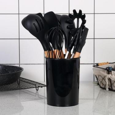 Imagem de Kit Colheres Silicones 12 Peças Copo Colher Espátula Concha Suporte Co