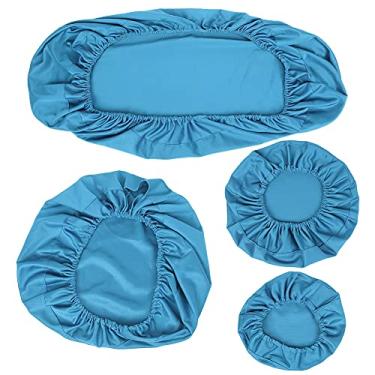 Imagem de Dioche Conjunto de Capa de Cadeira Lavável Alta Elástica Durável Mangas de Cadeira Kit Protetor de Almofada de Encosto de Cabeça para Clínicas e Hospitais Azul (Azul claro)
