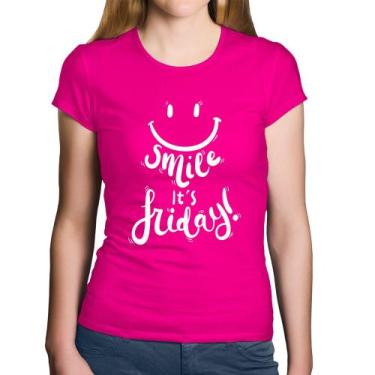 Imagem de Baby Look Algodão Smile, It's Friday! - Foca na Moda, Rosa, GGG