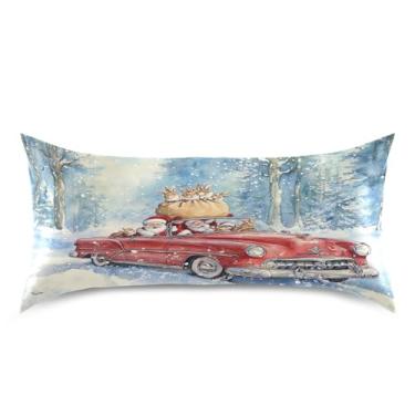 Imagem de Blueangle Fronha de cetim de carro vermelho vintage para cabelo e pele, fronha de seda, tamanho king (50,8 x 101,6 cm) - Capas de almofada de cetim refrescantes com fecho de envelope (984)