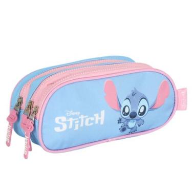 Imagem de Estojo Stitch 3 Repartições Disney Escolar Original Azul - Luxcel