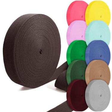 Imagem de Grosun Correias de algodão 2,5 cm, 3,8 cm, 5,08 cm, 5,08 cm, tiras de lona para bolsas, 10 60 cm, 3,3 metros de algodão e poliéster (café, 2,5 cm x 3,3 jardas)