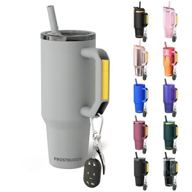 Imagem de Thicc Buddy - Copo isolado a vácuo de aço inoxidável de 1,134 g com tampa e canudo para água - Caneca de viagem compatível com porta-copos - Presentes para mulheres e homens Ele Ela (Pebble)