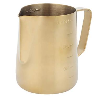 Imagem de GLOGLOW Jarra de Espuma para Molde de Arte Latte de café Com Escala de Medição, Ouro, 350ml/600ml, para Arte Latte Em Aço Inoxidável Leite Nan (350ML (com escala))