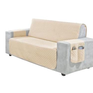Imagem de Protetor de Sofá Matelado Ultrassônico com Porta-Objetos – Para 1, 2, 3 e 4 Lugares | Conforto, Proteção e Praticidade (AVELÃ,1 LUGAR/POLTRONA 50CM)