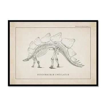 Imagem de Arte de parede de esqueleto de dinossauro vintage, paleontologia, pôsteres em tela, fósseis de dinossauro, impressões artísticas, esboços, fotos, decoração de quarto de menino (SKU9,20.3x30.5 cm =