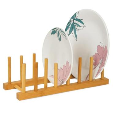 Imagem de Escorredor De Pratos Em Bambu Organizador Suporte Cor Natural Linha Premium