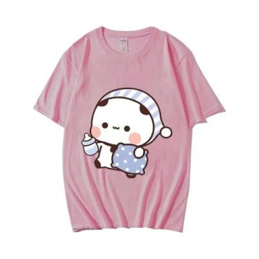 Imagem de Camiseta Kawaii Para Casal BuBu Panda DuDu Bear, Camiseta Gráfica Femi