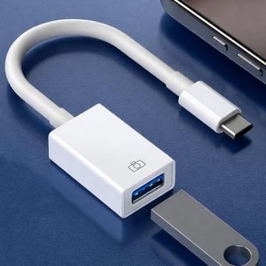 Imagem de Adaptador USB C para USB, adaptador de cabo OTG tipo C macho para USBA fêmea, compatível com laptops, tablets, telefones, pen drive, teclado MIDI, mouse