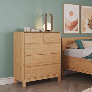 Imagem de Cômoda para Quarto 5 Gavetas Madeira Maciça Square - Inter Link