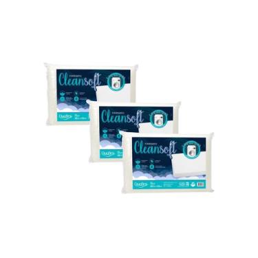 Imagem de Kit de 3 Travesseiros Duoflex Cleansoft Macio 45x65cm