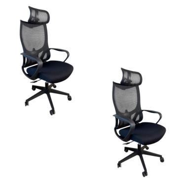 Imagem de Kit 2 Cadeiras De Escritório Presidente Ergonômica Oficial Corporativa Verona Apoio Nuca