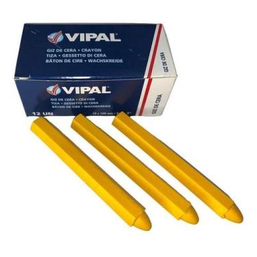 Imagem de Giz De Cera Amarelo Borracheiro Cx C/ 12 Peças Marca Vipal