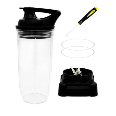 Imagem de Lâmina de liquidificador Square Pro de substituição com copo de 946 ml e tampa para uso, compatível com liquidificador profissional Ninja NJ600/NJ600WN/NJ602/NJ602CO/Ninja Kitchen System 1200 1100