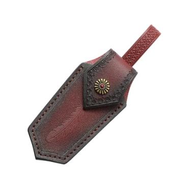 Imagem de Bolsa de faca de couro para facas dobráveis, bainha de cinto de canivete de bolso, estojo de ferramentas EDC com fecho de pressão e laço, para acampamento de caça ao ar livre, adequado para facas de