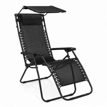 Imagem de Cadeira De Praia Camping Espreguiçadeira Gravidade 0 Com Quebra Sol Al