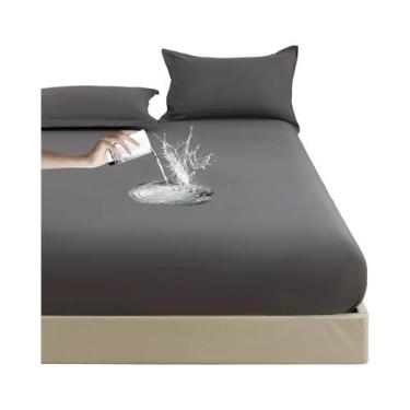 Imagem de Capa De Colchão Impermeável De Cor Sólida Com Acabamento Fosco E Prote