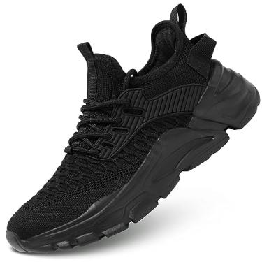 Imagem de Tênis de corrida feminino, respirável, leve, moderno, esportivo, caminhada, academia, trabalho, Preto, 35