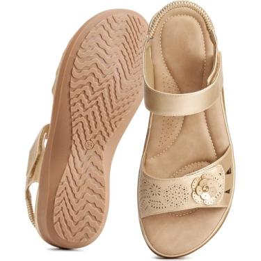 Imagem de FUDYNMALC Sandálias femininas elegantes de verão: sapatos ortopédicos confortáveis sem cadarço 2026 para praia, Dourado, 40