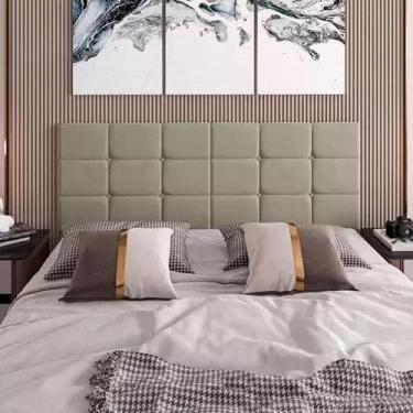 Imagem de Cabeceira Painel Estofada Suspensa Bia 1,60 Cama Box casal (Bege Suede)