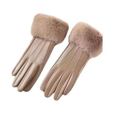 Imagem de Luvas Femininas De Inverno Em Couro PU Com Tela Sensível Ao Toque, Que