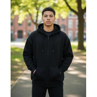 Imagem de Moletom Masculino Feminino Blusa Casaco Canguru Capuz - Arizonna, Pret