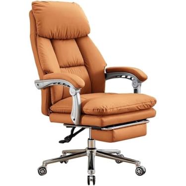 Imagem de Cadeira de mesa ergonômica de 199 kg com encosto ajustável e apoio para os pés - Cadeira de escritório de couro genuíno para cadeira giratória de tarefas de computador