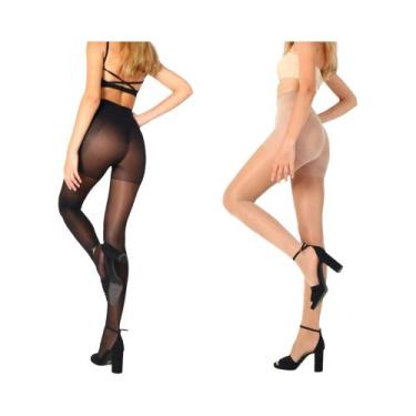 Imagem de Meias-calças Femininas De Cintura Alta 40D, Transparentes, Com Efeito 