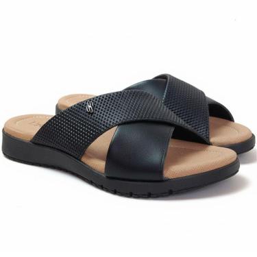 Imagem de Slide Chinelo Feminino Usaflex Couro Amortecimento em Gel-Feminino