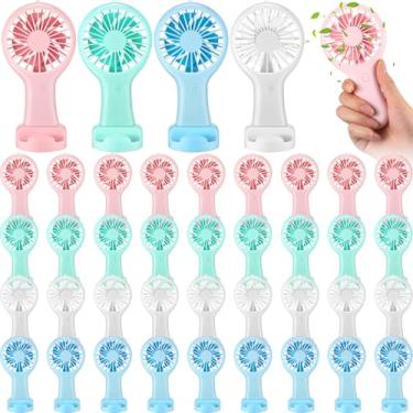 Imagem de Woanger Pacote com 36 mini ventilador portátil a granel USB ventilador elétrico recarregável pequeno ventilador de mesa de viagem presente de verão para aula de casamento (4 cores elegantes)