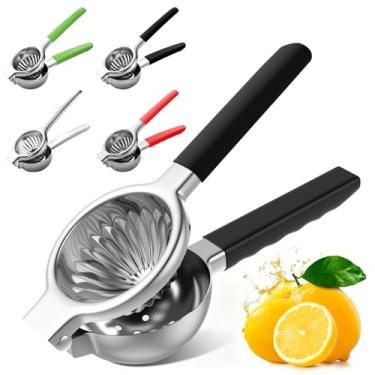 Imagem de Espremedor de limão, grande, espremedor de limão, aço inoxidável, resistente, manual e resistente, ferramentas de cozinha, espremedor de limão, fácil de limpar, prensa manual de limão, 23 cm, preto