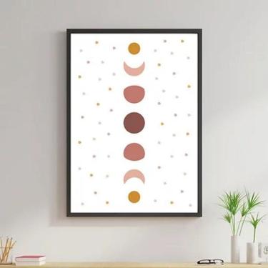 Imagem de Quadro Sequência De Luas Boho 33X24Cm C/Vidro Madeira Preta