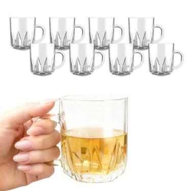 Imagem de Jogo 8 Caneca Xícara De Vidro Transparente Para Cappuccino Expresso Ca