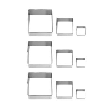 Imagem de Cortador de Bolo Quadrado Forminha Corte Molde Aço Inox 9un