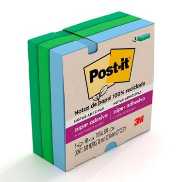 Imagem de POST-IT Notas 654SS Oasis Reciclavel 3 Cores 76MM X 76MM