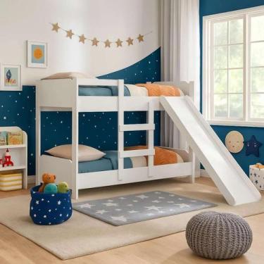 Imagem de Beliche Infantil Flora 154x75 Juvenil 100% MDF com Grade Protetora Esc