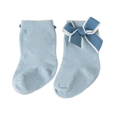Imagem de Meias Curtas De Algodão Macio Para Meninas Com Laços Estilo Princesa S