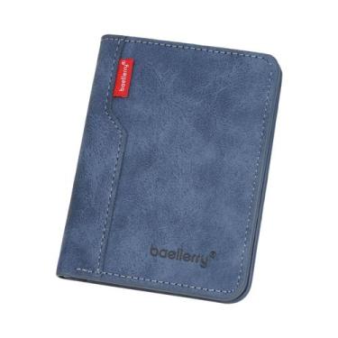 Imagem de Carteira Masculina De Couro PU Fosco Com Dois Compartimentos, Porta-Ca